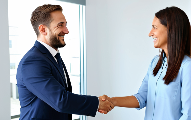 **

"A professional insurance broker, fully clothed in modest business attire, smiling and shaking hands with a client in a bright, modern office. The office has a computer showing CRM software. Emphasis on building trust and a positive business relationship. Safe for work, appropriate content, perfect anatomy, correct proportions, natural pose, well-formed hands, proper finger count, natural body proportions, high quality."

**