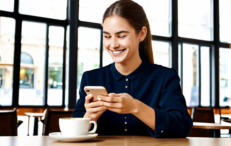 Personalized Insurance on Mobile**

"A young professional woman, smiling and relaxed, sitting at a cafe table with a latte. She is interacting with a user-friendly insurance app on her smartphone, reviewing policy options. The app interface showcases customizable coverage sliders and clear pricing.  Modern, bright cafe setting.  Focus on ease of use and convenience. fully clothed, professional, appropriate content, safe for work, perfect anatomy, natural proportions, well-formed hands, proper finger count."

**