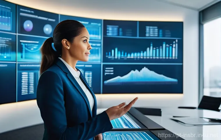 보험중개사 필수 교육 자료 리스트 - A highly competent and professional insurance broker, a woman in her late 30s, confidently presentin...