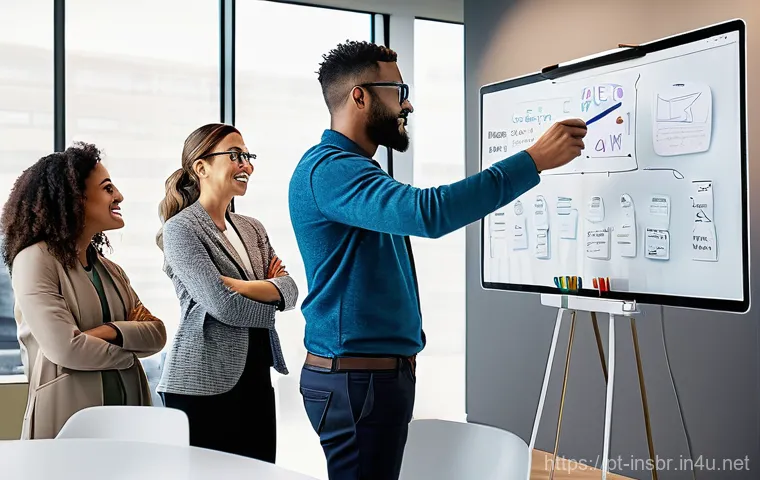 보험중개사와 관련된 팀워크 성공 사례 - **Prompt:** A diverse group of four young professionals, dressed in smart casual business attire, ar...