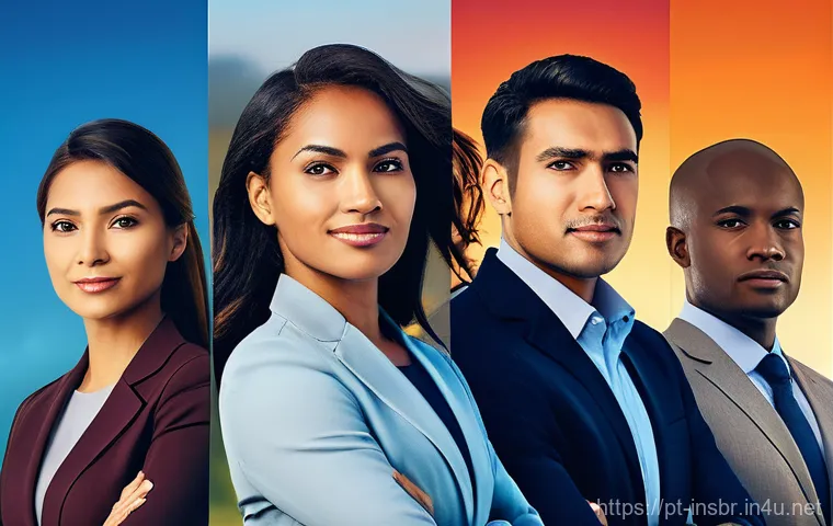 보험중개사와 관련된 팀워크 성공 사례 - **Prompt:** A dynamic scene featuring a tech-savvy team of five individuals, diverse in age and back...