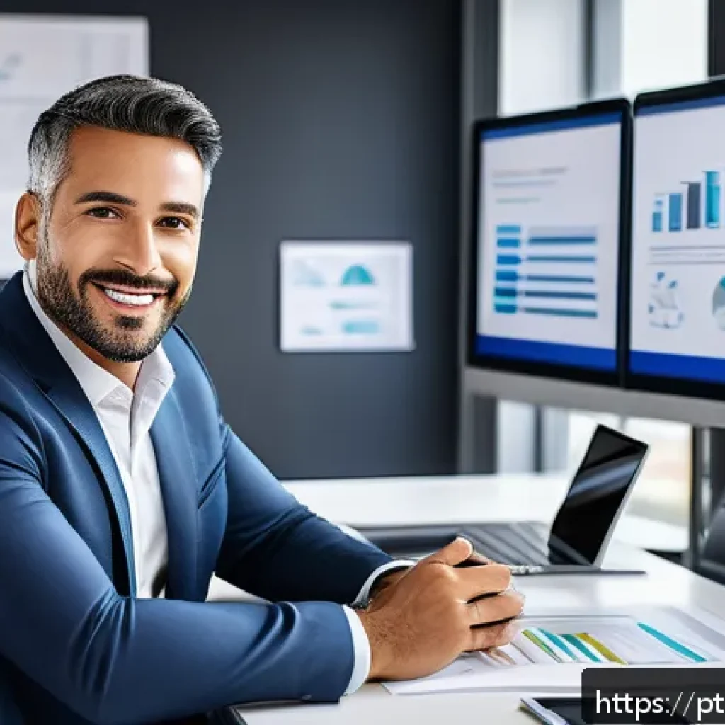 보험중개사 시험 이후 전문성 개발을 위한 팁 - A professional insurance agent in a modern office setting, attentively reviewing digital charts and ...