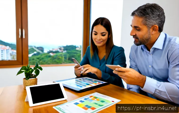 보험중개사와 관련된 최신 산업 트렌드 - Photorealistic modern insurance brokerage consultation in São Paulo, Brazil, diverse middle-aged bro...